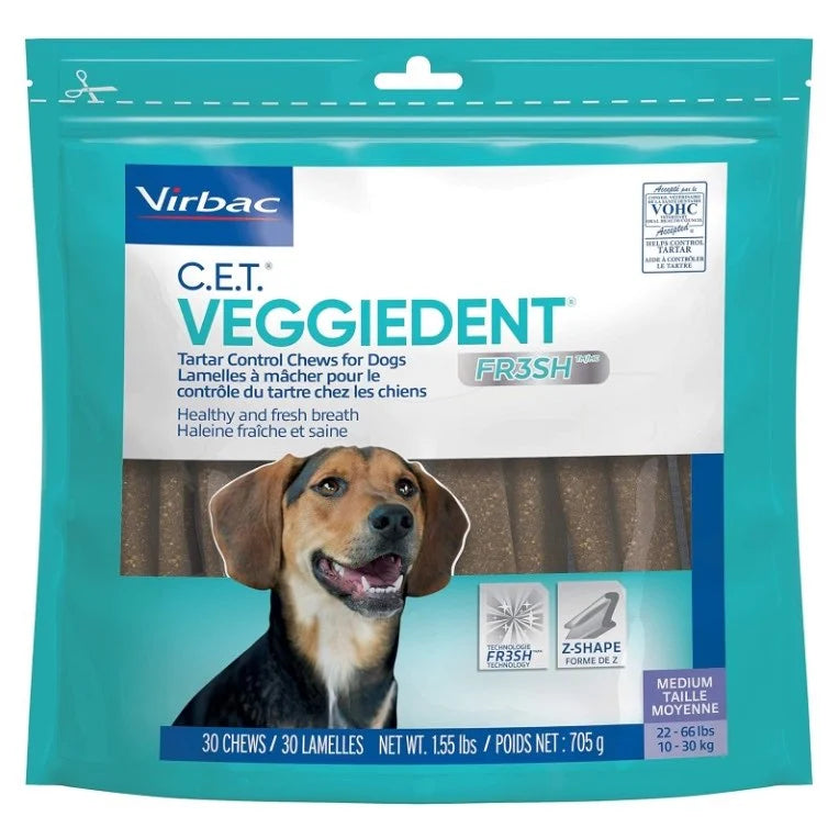 C.E.T VeggieDent FR3SH Chews for Dogs (30 Chews)