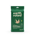 Green package of earth rated pet ear wipes on a white background