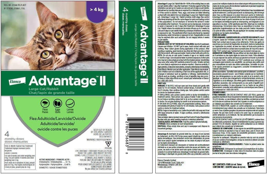 Advantage II Flea Protection for Large Cats weighing over 4 kg (over 9 lbs.) - 4 Month Supply! - Pet Medications | PetMedsToYourHome Canada