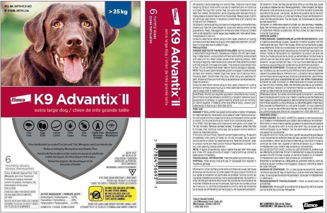 Advantix II Flea Treatment for Large Dogs Over 25 kg (Blue) - Dog Flea Drops | PetMedsToYourHome Canada