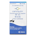 Caninsulin porcine insulin zinc injection packaging for veterinary use, featuring Merck logo.